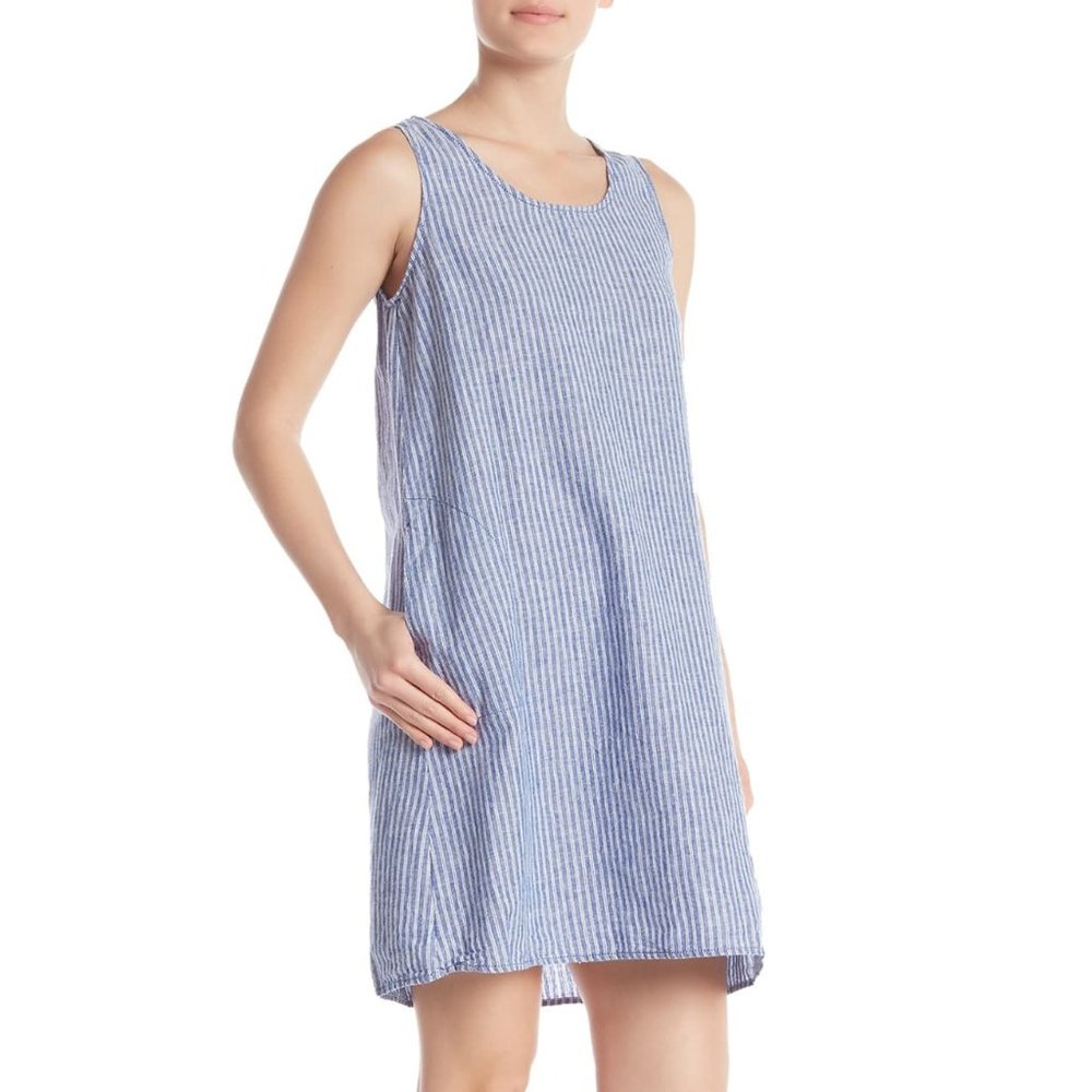 Max Studio Striped Sleeveless Dress (Blue/White)-S